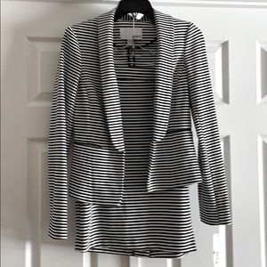 Bar III knit striped jacket and skirt suit